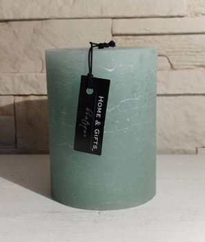 Świeca dekoracyjna walec Rustic kolor szałwiowy 13x10cm czas palenia około 100h