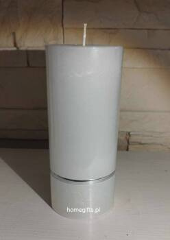 Świeca dekoracyjna Elegance walec kolor biały 16x7cm czas palenia około 70h