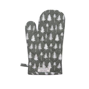 Rękawica kuchenna świąteczny las Christmas forest green Krasilnikoff Danish Design 29x18cm 100% bawełna