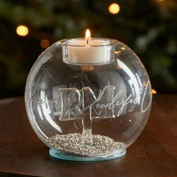Riviera Maison Świecznik świąteczny szklany Wonderful Times Votive Silver 12x12cm