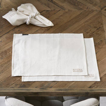 Riviera Maison Podkładki materiałowe na stół RM Classic Placemat white KPL 2 szt bawełna 35x45cm złamana biel