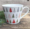 Kubek świąteczny kolorowe choinki Funky Trees Krasilnikoff Danish Design porcelana kolor biały/czerwony/zielony/szary 350ml