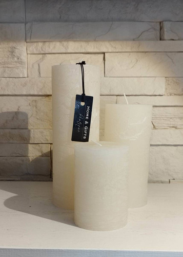 Świeca dekoracyjna walec Rustic krem 10x7cm czas palenia około 45h