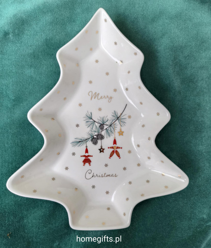 Miseczka świąteczna choinka Greengate Tree plate Juana white medium kolor biały 22x18,5cm porcelana