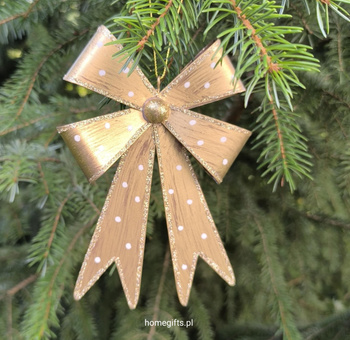 Zawieszka świąteczna kokarda złota Greengate Decoration Bow gold hanging medium metal kolor złoty 16x12cm