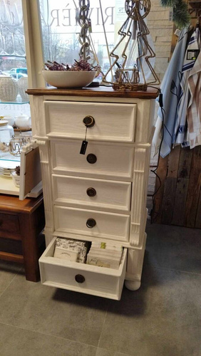 Komoda Napoleon 5 szuflad lite drewno sosnowe 109x60x45cm kolor biały 
