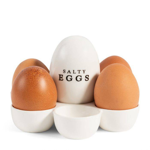 Stojak podstawka do jajek Riviera Maison Salty Eggs Egg Holder porcelana biała 13,8x9cm