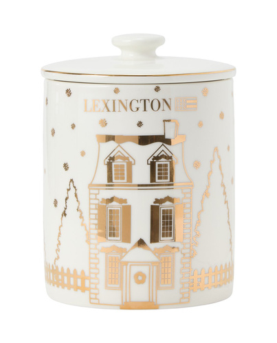 Pojemnik świąteczny na ciastka Kamieniczka Lexington 16x13cm kolor biały/złoty
