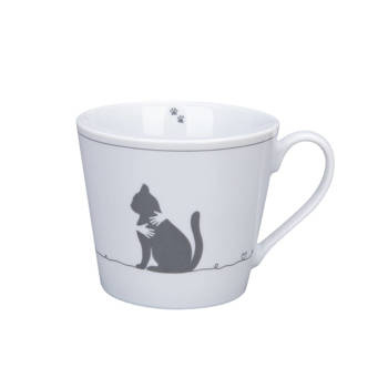 Krasilnikoff Kubek Porcelanowy z kotem Cat biały H9cm 400ml