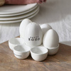 Stojak podstawka do jajek Riviera Maison Salty Eggs Egg Holder porcelana biała 13,8x9cm