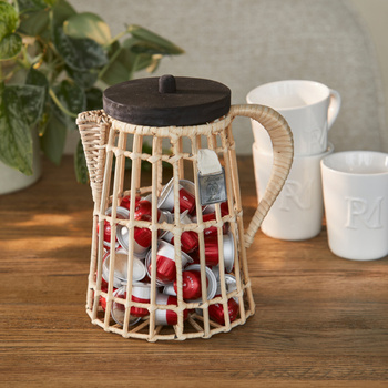 Riviera Maison Pojemnik na kapsułki do kawy z rattanu Rustic Rattan Coffee Cups Holder 18x15cm