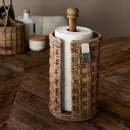 Riviera Maison Stojak na ręcznik papierowy RR Weave Kitchen Roll Holder 31x14 rattan OUTLET