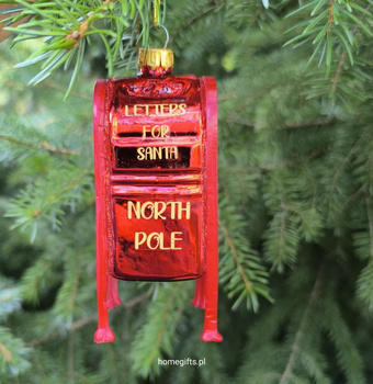 Bombka szklana skrzynka na listy Greengate Ornament glass Postbox red 11,5cm kolor czerwony