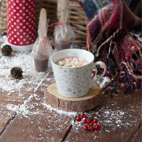 Krasilnikoff Kubek Porcelanowy Śnieżynki Snowfllakes biały H9cm 350ml