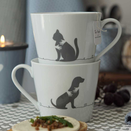 Krasilnikoff Kubek Porcelanowy z kotem Cat biały H9cm 400ml