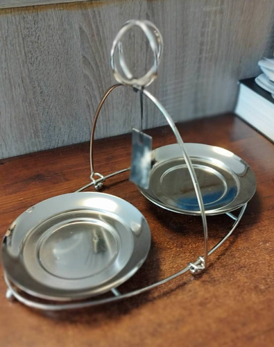 Świecznik metalowy Mix & Mingle Double Jar Display Stand srebrny H23cmx35x21cm