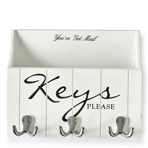 Riviera Maison Wieszak na klucze i listy Keys Please Wall Organizer biały MDF 27x22x9cm,