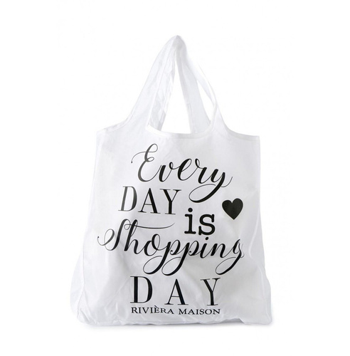 Riviera Maison,  torba na zakupy, składana, Everyday is a shopping day, poliester, 37x36x9cm