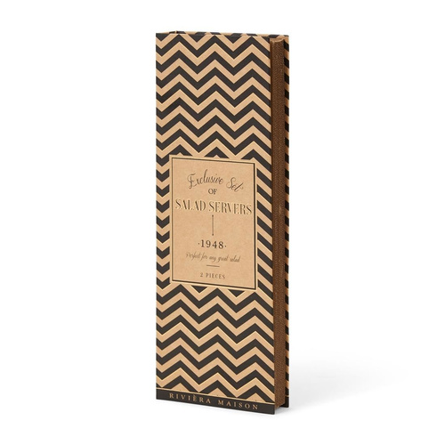 Riviera Maison, łyżki do sałaty, Perfect Salad Servers, drewno, stal nierdzewna, 31,5x3x11cm