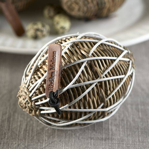 Jajko z rattanu Riviera Maison Rustic Rattan Easter Egg Rhombus 15x10cm