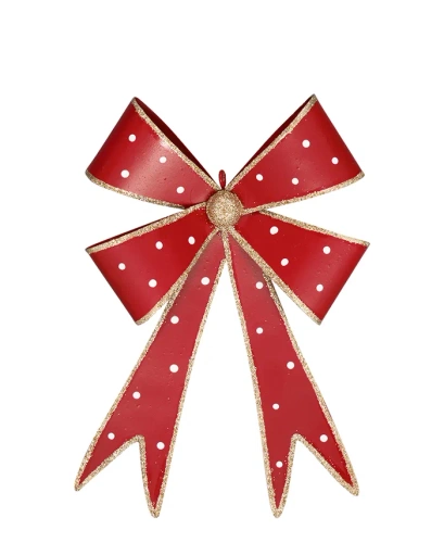 Zawieszka świąteczna kokarda czerwona Greengate Decoration Bow red hanging medium metal kolor czerwony 16x12cm