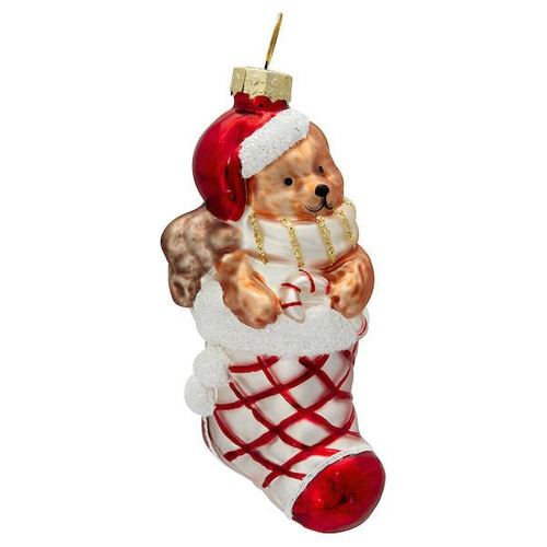 Green Gate Bombka świąteczna Skarpeta Stocking czerwona 8cm