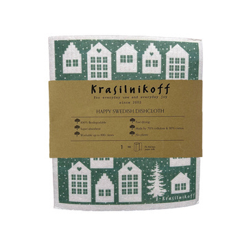 Szwedzkie zmywaki kuchenne ściereczki kuchenne Swedish Dishcloth Town Houses 70% celuloza 30% bawełna 19x17cm