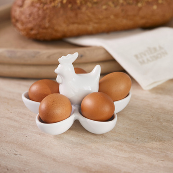 Riviera Maison Patera etażerka na jajka Easter Chicken Egg Holder porcelana kolor biały  11x16cm.