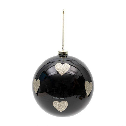 Riviera Maison Bombka szklana Lovely Hearts Ornament Black czarna 15cm