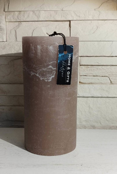 Świeca dekoracyjna walec Rustic kolor ciemny beż 20x10cm czas palenia około 170h