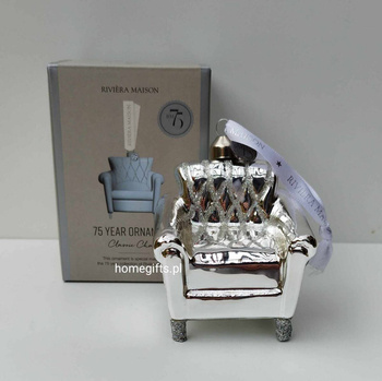 Riviera Maison Bombka szklana Klasyczny fotel RM Classic Chair Ornament srebrny 8x7x9cm