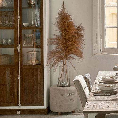 Riviera Maison Pufa Bowery Footstool linen Flax len kolor naturalny 46x43cm