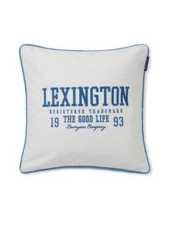 Lexington Poszewka na poduszkę Logo Organic Cotton Twill Pillow Cover bawełna 50x50cm biały/niebieski