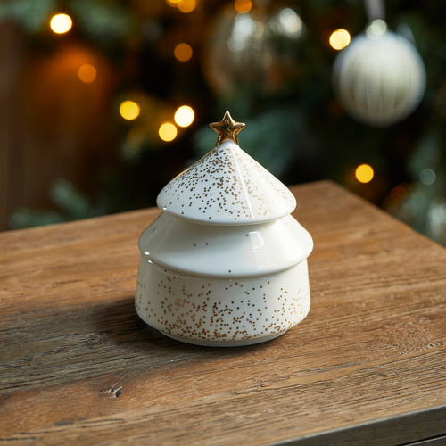 Riviera Maison Pojemnik świąteczny na ciastka Sparkling Star Storage Jar H: 16.5cm x Ø: 13cm porcelana