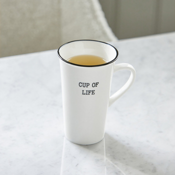 Riviera Maison Kubek porcelanowy Cup Of Life Mug biały pojemność 350ml 14x9cm