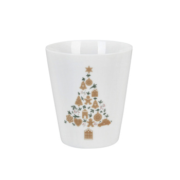 Kubek porcelanowy świąteczny Happy Mug Christmas Tree Gingerbread Krasilnikoff Danish Design biały 10cm 330ml
