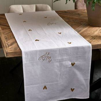 Riviera Maison Bieżnik bawełniany biały Sweet Poem Table Runner kpl 2 szt