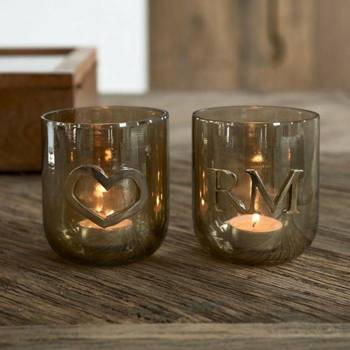 Riviera Maison Świecznik szklany złoty na tealight RM Love Votive Box Gold 2 szt 