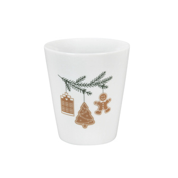 Kubek porcelanowy świąteczny Happy Mug Three Gingerbreads Krasilnikoff Danish Design biały 10cm 330ml