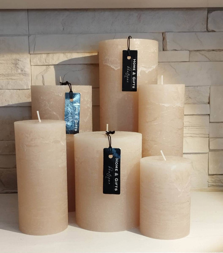 Świeca dekoracyjna walec Rustic jasny beż 27x10cm czas palenia około 215h