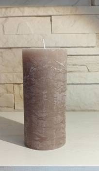 Świeca dekoracyjna walec Rustic ciemny beż 15x7cm czas palenia około 70h