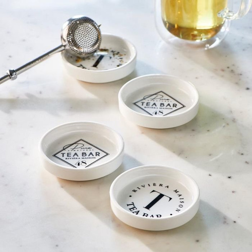 Riviera Maison Talerzyki na torebkę od herbaty RM Tea Bar Tea Tips KPL 4 sztuki porcelana białe
