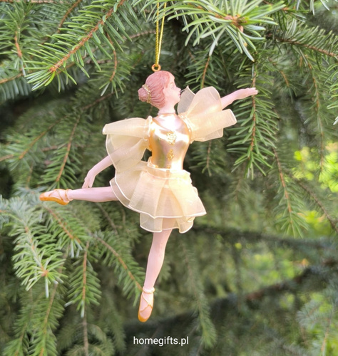 Bombka szklana Baletnica złota Greengate Ornament glass Ballerina gold 16cm kolor złoty/beż