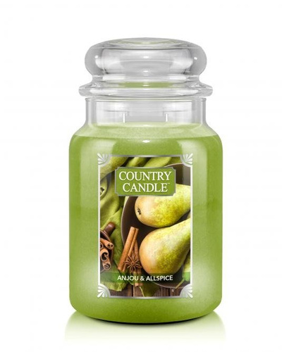 Country Candle, świeca zapachowa,Anjou & Allspice, duży słoik, 652g, 2 knoty.
