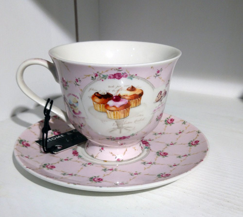 Filiżanka porcelanowa do kawy, Nostalgie, Easy Life Design, różowa, 200ml.