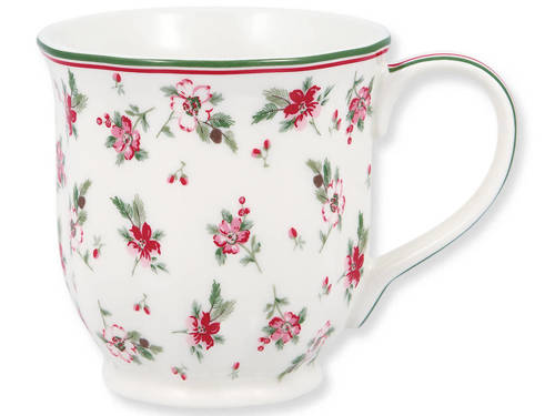 Greengate Kubek porcelanowy Tea mug Astrid white 250ml 9x8,5cm bialy