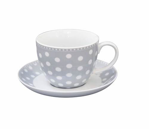 Krasilnikoff, filiżanka, szara w grochy, porcelanowa, Dots Grey, 9x10cm