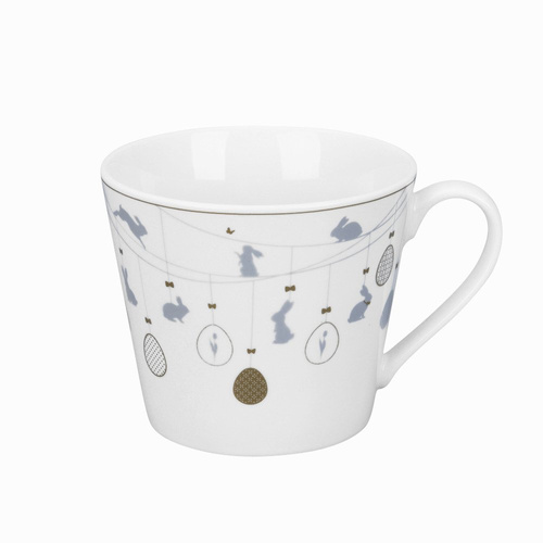Krasilnikoff, kubek, porcelanowy, biały w stylu wielkanocnym, Happy Bunnies, 9cm, 400ml.