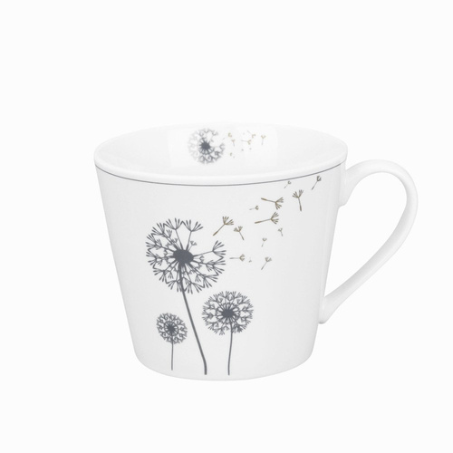 Krasilnikoff, kubek, porcelanowy, biały z motywem dmuchawca, Wild Flower 9cm, 400ml.
