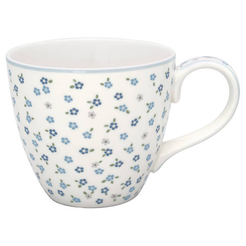 Kubek porcelanowy Greengate Ellise White biały w niebieski kwiatki 9x10cm 300ml.